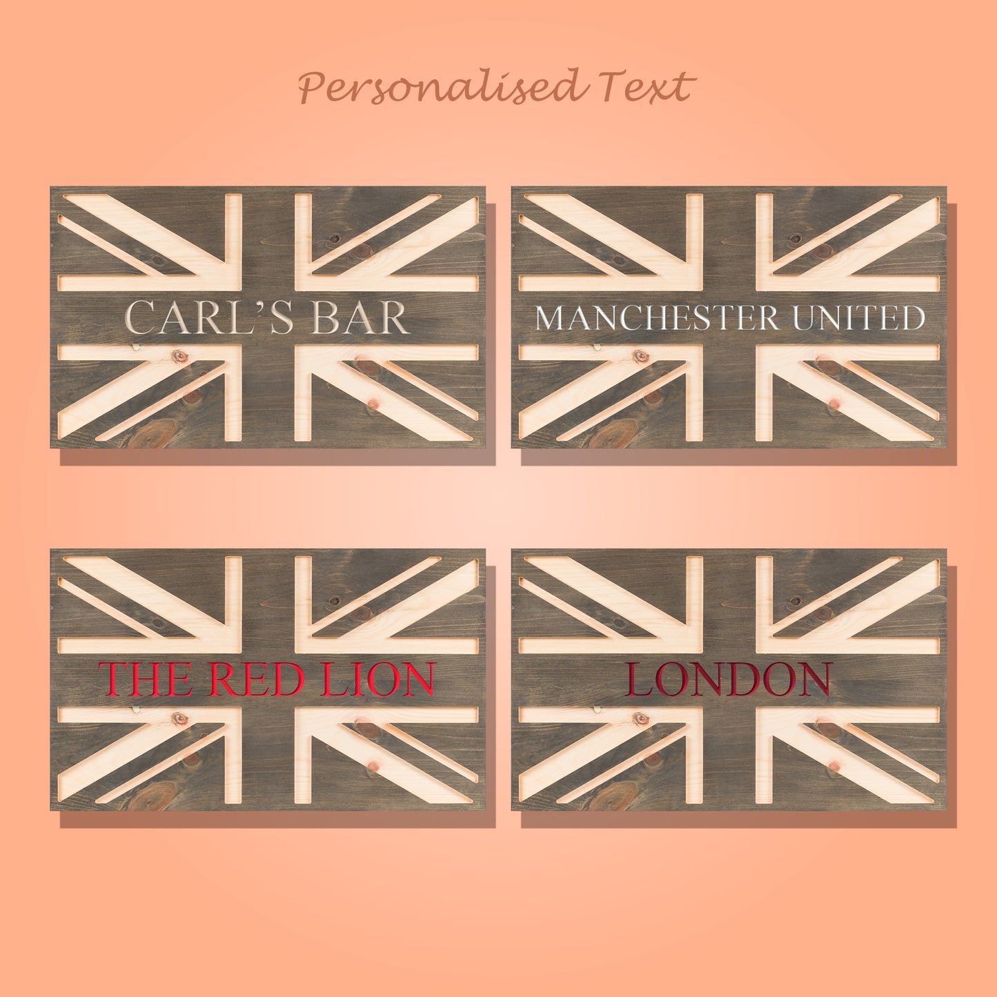 Handmade Personalised Wooden Union Jack Flag